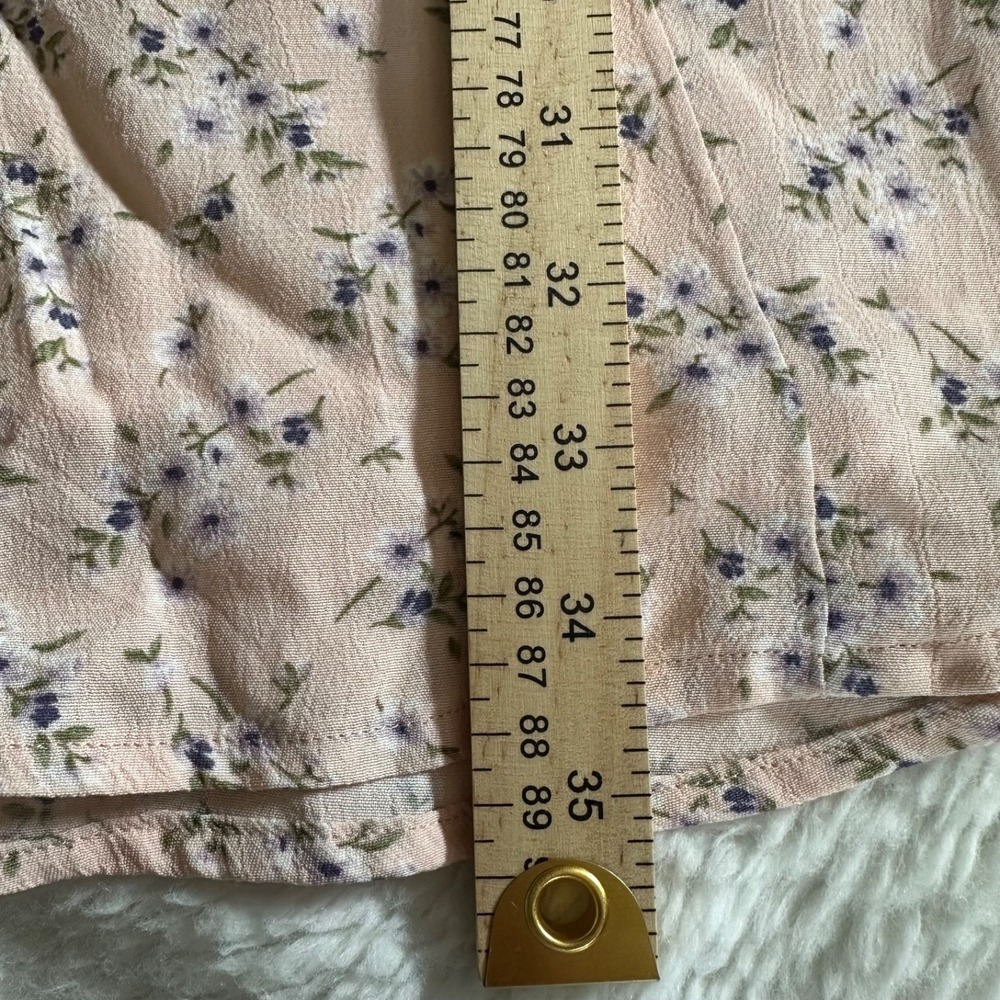 American Eagle Floral Smocked Back Babydoll Top Pink Purple Boho NWT Size L - Picture 15 of 16